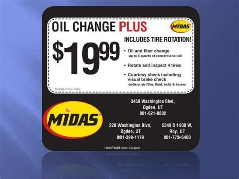 midas oil change coupon